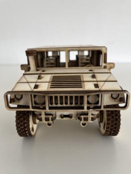 Hummer (HUMVEE) as 3D large wood model - front view